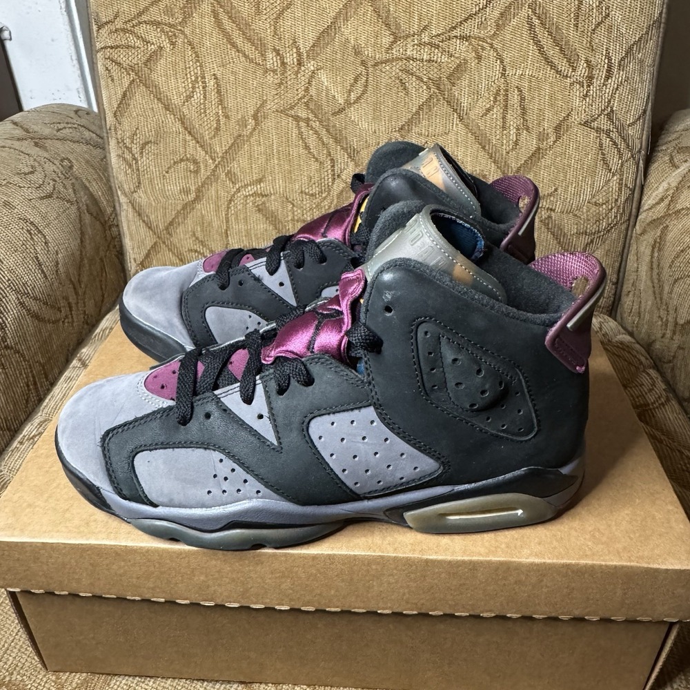 Nike Boys Air Jordan 6 384665-063 Gray Basketball Shoes Sneakers Size 7Y